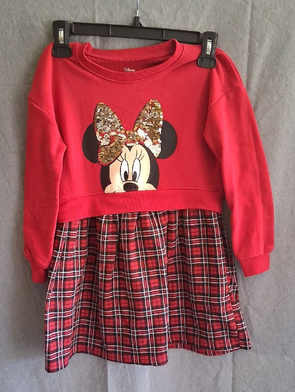 Disney Red Plaid Minnie Sequin Bow Dress